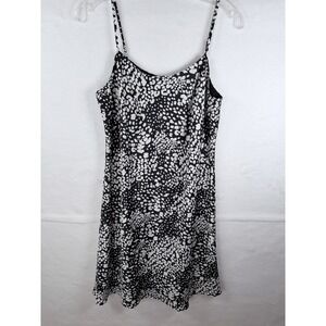 Calvin Klein Slip Dress Black/White Adjustable Straps Knee Length Retro Y2K Sz 8